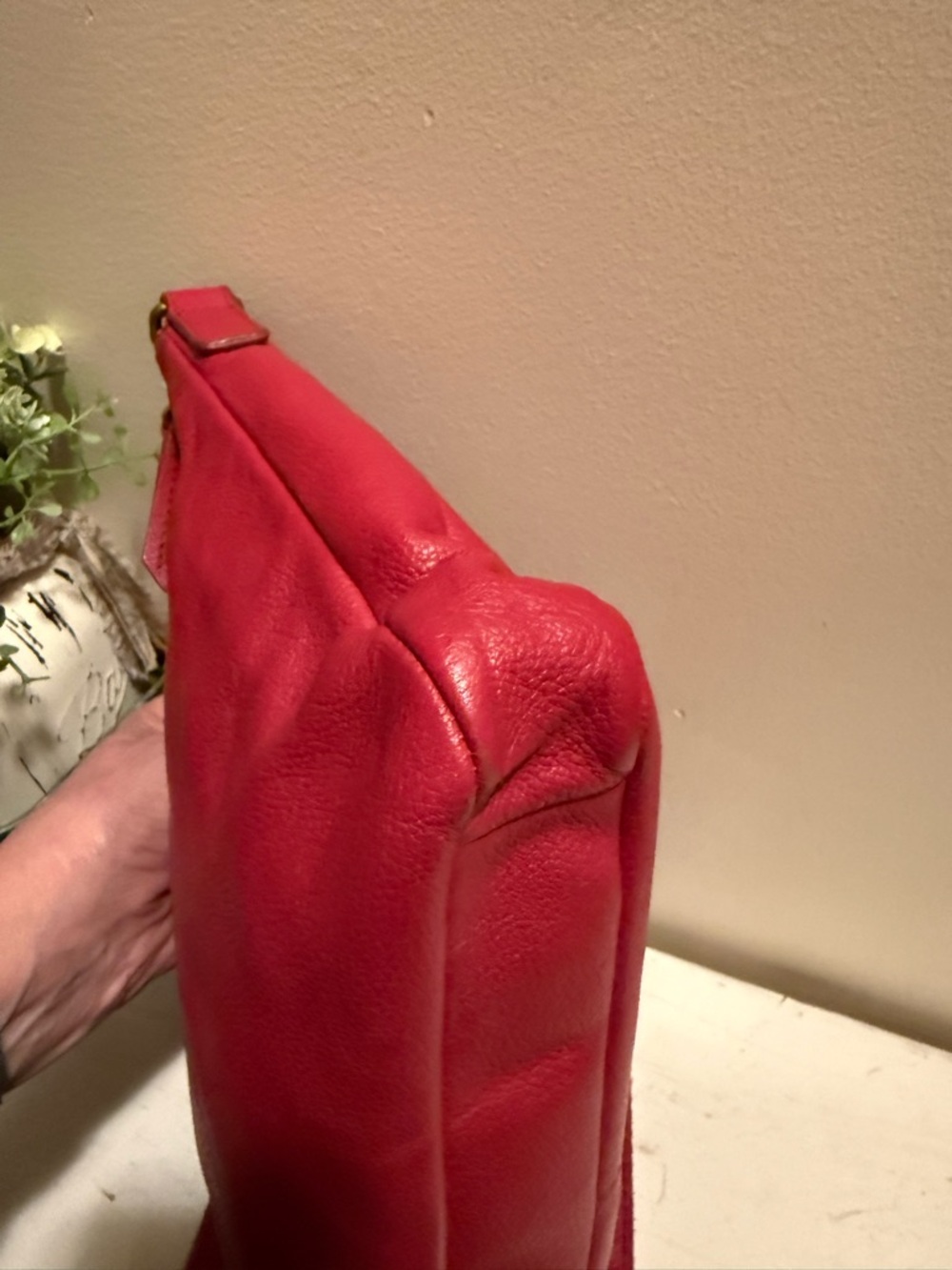 Fossil Elise Double Zip Fuchsia Pebbled Leather  Crossbody Shoulder Bag EUC - Picture 4 of 10